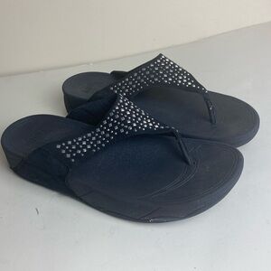 Fitflop Black Metallic Beaded Women's Sandals Size 10